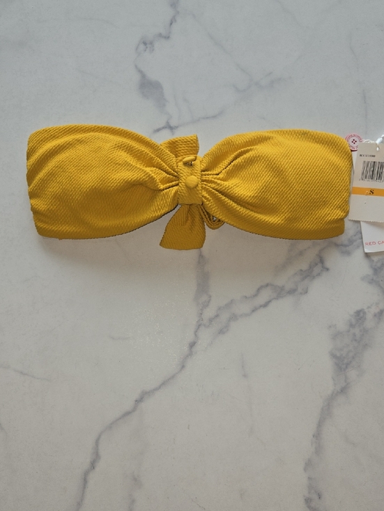 Red Carter Womens Yellow Texture Bandeau Top Swim Beach Summer Size S NWT - Picture 3 of 9
